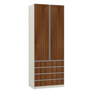 Guarda-roupa 2 Portas 90 Cm Crema Com Nogueira Dourado
