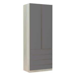 Guarda-roupa Solteiro 2 Portas 90 Cm Cinza Puro