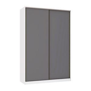 Guarda Roupa 2 Portas De Correr 159cm Branco Com Cinza Puro