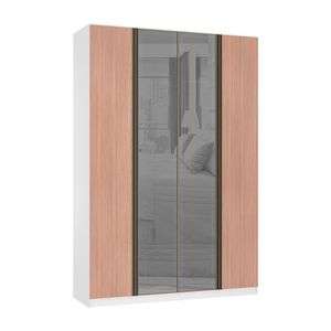 Guarda Roupa 4 Portas 159,2 Cm Prata Branco Ff Com Cumaru