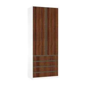 Guarda Roupa 2 Portas 90cm Branco Ff Com Nogueira Dourado