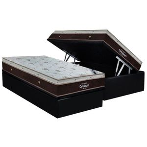 Conjunto Box Baú Solteiro Colchão Molas Ortobom Ensacadas Sleep King + Base Crc Suede Black (88x188)