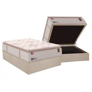 Conjunto Box Baú Casal Colchão Molas Sealy Lfk Doux Confort + Base Crc Courano Clean(138x188)