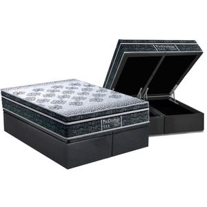 Conjunto Box Baú King Colchão Molas Probel Ensacadas Masterpocket Prodormir Springs Black + Base Crc Suede Gray(193x203)