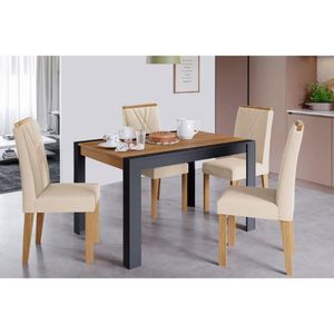 Sala De Jantar Completa Grace Tampo Madeirado 130x90cm E 4 Cadeiras Nicole Nature-madeirado-suede Nude - Cimol