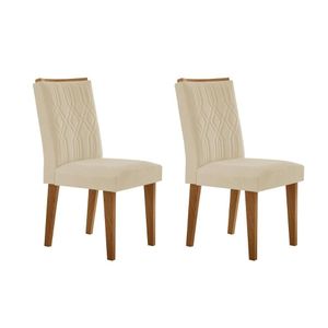 Cadeira Sala De Jantar Alegra Kit 2 Un Madeira Capuccino-suede Creme - Rufato