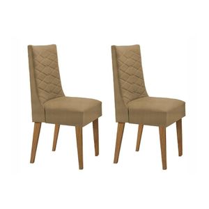 Kit 2 Cadeiras Sala Jantar Dafne 2 Un Imbuia-suede Capuccino - Rufato
