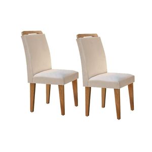 Kit 2 Cadeiras Sala Jantar Athenas 2 Un Madeira Capuccino-suede Creme - Rufato