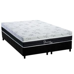 Conjunto Box Queen Colchão Molas Polar Superlastic Diamond + Base Crc Suede Black (158x198)