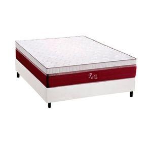 Conjunto Box Casal Colchão Molas Polar Ensacadas Rubi + Base Crc Courano White (138x188)