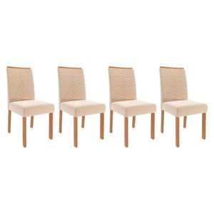 Cadeira Sala De Jantar Clarice Kit 4 Un Madeirado-suede Nude Bege - Cimol
