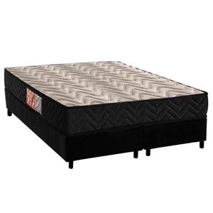 Conjunto Box Queen Colchão Espuma Paropas D28 Pasquale Black + Base Crc Suede Black (158x198)