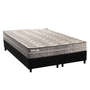Conjunto Box King Colchão Espuma Paropas D45 Pasquale Plus Gray + Base Crc Suede Black (193x203)