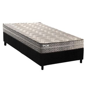 Conjunto Box Solteiro Colchão Espuma Paropas D45 Pasquale Plus Gray + Base Crc Suede Black (88x188)