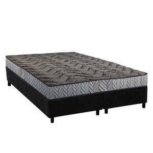 Conjunto Box Queen Colchão Espuma Paropas Compact Ag 65 D23 Royalle Rústico Prata + Base Crc Suede Black (158x198)