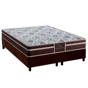 Conjunto Box King Colchão Anatômico Probel Colchão D33 Firmepedic Prodormir Advanced Tech1500 Plus Brown + Base Crc Suede Brown(193x203)