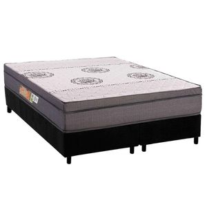 Conjunto Box Queen Colchão Anatômico Polar D28 Orthopremium Grey + Base Crc Suede Black (158x198)