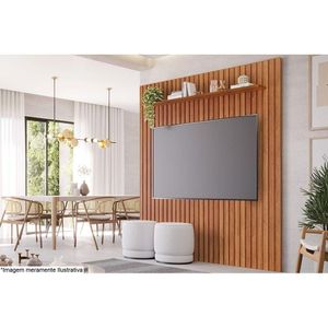 Painel Home Para Tv Até 65 Pol Maragogi Com Prateleira Ripado 185x220cm Cinamomo - Permóbili