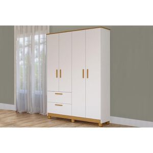 Guarda Roupa 4 Portas Jujuba C- E 2 Gavetas Nature-branco - Permóbili Baby