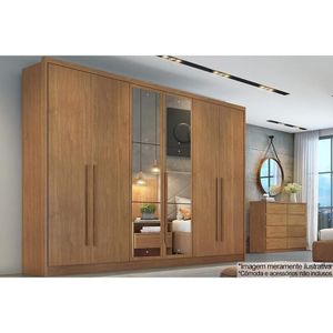 Guarda Roupa Casal 6 Portas E 8 Gavetas C- Espelho Robust-livorno Cumaru