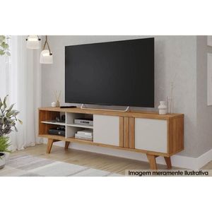 Rack Bancada Para Tv Até 60 Pol Paraty Com 1 Porta E 4 Nichos 180cm Cinamomo-off White - Permóbili