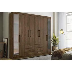 Guarda Roupa Casal 8 Portas (2 C- Espelho) E 6 Gavetas C- Pés Master 8.6 Jatobá