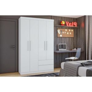 Guarda Roupa Solteiro 4 Portas E 2 Gavetas Zeus Branco