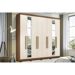 Guarda Roupa Casal 8 Portas E 4 Gavetas C-espelho E Pés Master New 8.4 Jatoba-areia