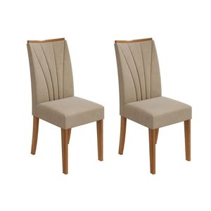 Kit 2 Cadeiras De Cozinha Apogeu Amêndoa-suede Creme - Lopas