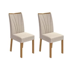 Kit 2 Cadeiras De Cozinha Apogeu Amendoa-suede Creme - Lopas
