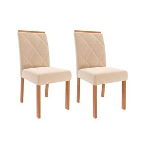Kit 2 Cadeiras De Cozinha Fernanda Wood Savana-madeirado-suede Nude Bege - Cimol