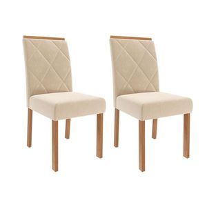 Kit 2 Cadeiras De Cozinha Fernanda Wood Madeirado-suede Nude Bege - Cimol