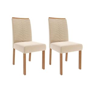 Kit 2 Cadeiras De Cozinha Clarice Wood Madeirado-suede Nude Bege - Cimol