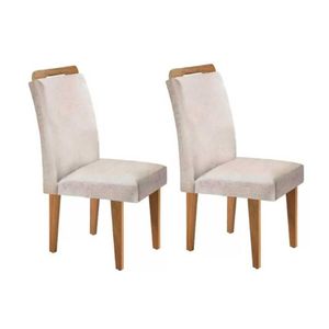 Kit 2 Cadeiras De Cozinha Athenas Imbuia-suede Creme - Rufato