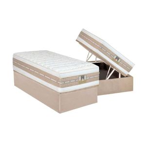 Cama Box Baú Solteiro: Colchão Molas Ensacadas Castor Pocket Silver Star Air Double + Base Crc Suede Clean(88x188)