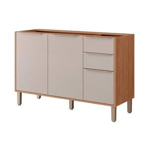 Gabinete De Cozinha Modulado Balcão Divina Com 3 Portas E 2 Gavetas Sem tampo 120cm Freijo-off White - Mgm