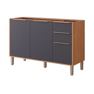 Gabinete De Cozinha Modulado Balcão Divina Com 3 Portas E 2 Gavetas Sem tampo 120cm Freijo-titanium - Mgm