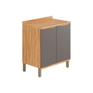 Gabinete De Cozinha Modulado Balcão Com Tampo Sauvignon Com 2 Portas 80cm Amendoa-grafite - Ronipa