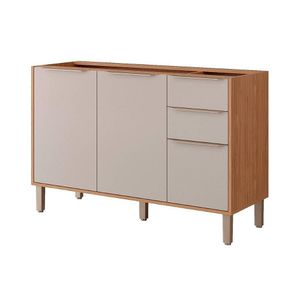Gabinete De Cozinha Modulado Balcão Esplêndida Com 3 Portas E 2 Gavetas Sem tampo 120cm Freijo-off White - Mgm