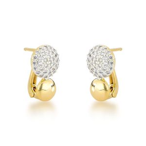 Brinco Argola Cravejada Com Detalhe Polida Banhada A Ouro 18k