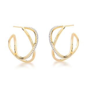 Brinco Argola Dois Fios Entrelaçados Banhado A Ouro 18k