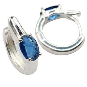 Brinco Argola Com Ponto De Luz Oval Colorido Prata 925