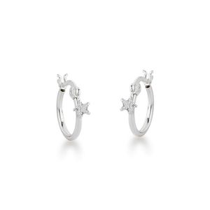Brinco Argola Com Ponto De Luz Estrela Prata 925