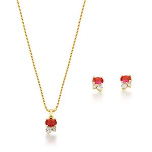 Conjunto Colar E Brincos Delicado Banhado A Ouro 18k