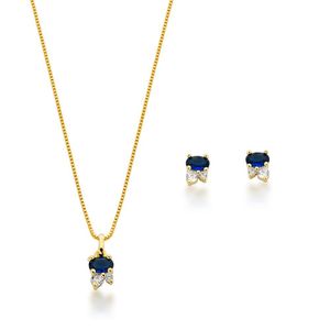 Conjunto Colar E Brincos Delicado Banhado A Ouro 18k
