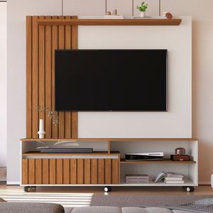 Estante Home Theater Ripado Havana Off White- Freijó