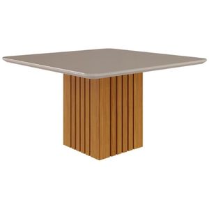 Mesa P- Cozinha Ana C- Tampo Madeirado C- Vidro 130x130cm Nature-off White - Cimol