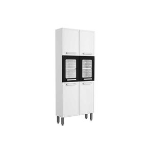 Cristaleira De Cozinha Paneleiro Gourmet 7039 C- 6 Portas (2 C- Vidro) 80cm Branco-preto - Bertolini
