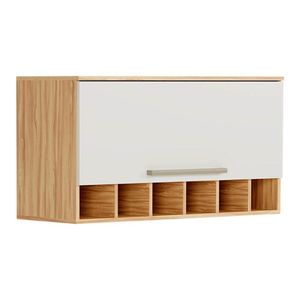 Armário De Geladeira P- Cozinha Nápoli Prime Adeira Adega C- 1 Porta Basculante 80cm Amendoa-off White - Ronipa