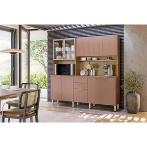 Kit De Cozinha Compacta Amora C- 10 Portas E 2 Gavetas 198cm Amendola-marsala - Demóbile